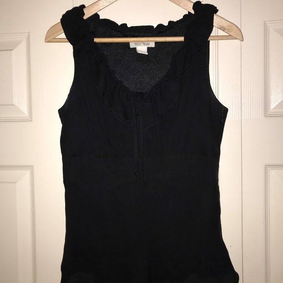WHBM Black Sleeveless Blouse with Tie Front - Picture 1 of 6